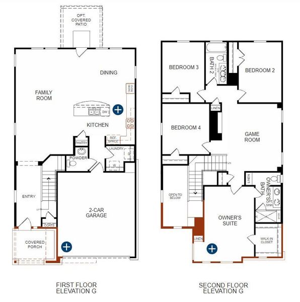 2D floor plan layout of this home in Saddle Ridge at Wildhorse Ranch, Manor, TX (Image 2).