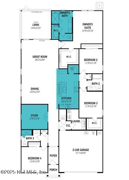 2D floor plan layout of this home in Lakes at Bella Lago, Green Cove Springs, FL (Image 3).
