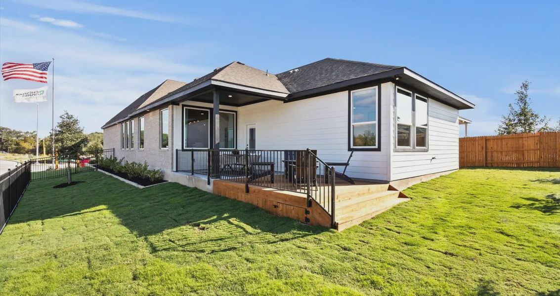Exterior details and patio area of a home in Stream Waters, Buda (Image 3).