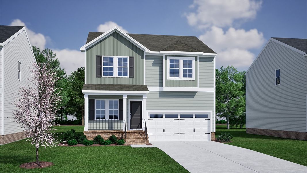 Representative exterior photo of a completed home built from the Guilford - Genesis Value Collection by Mungo Homes in Cambridge Reserve, Angier, NC (Image 24). Representative exterior photo of a completed home built from the Guilford - Genesis Value Collection by Mungo Homes in Cambridge Reserve, Angier, NC (Image 24).