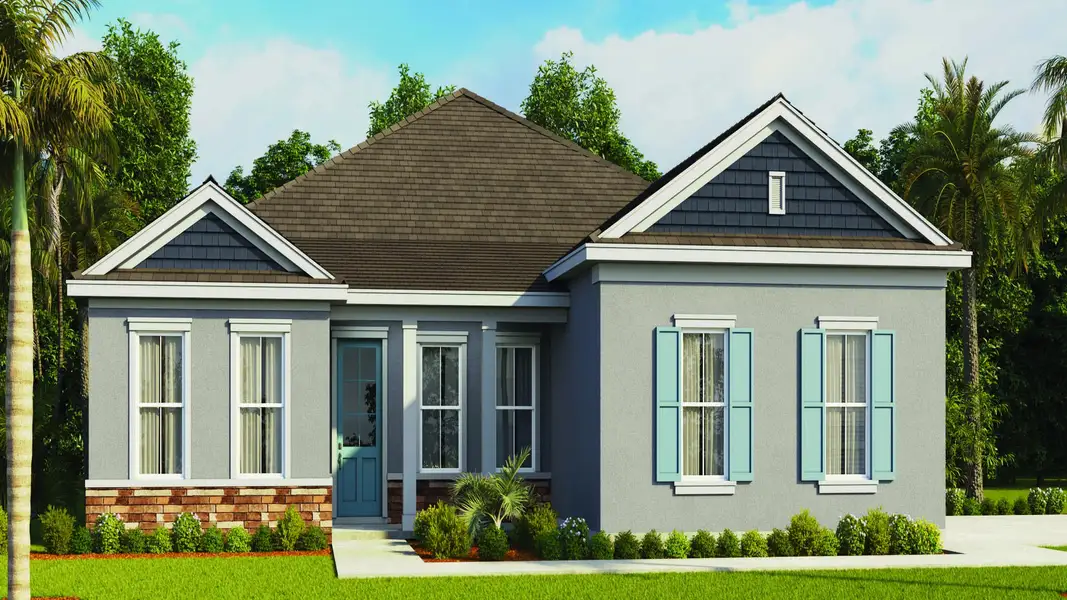 Front exterior of a new home in Buena Lago, St. Cloud, FL, highlighting curb appeal (Image 2).