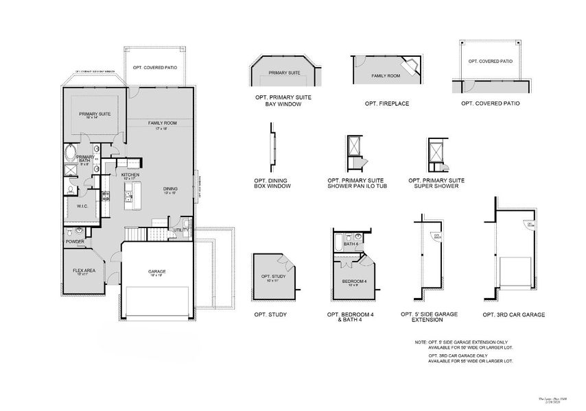 2D floor plan layout for the The Lazio by Legend Homes in Retreat at Fossil Creek, Fort Worth, TX (Image 3).