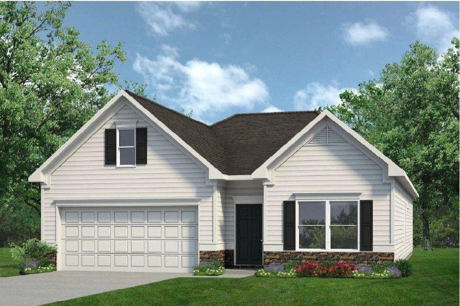 Front exterior of a new home in Allen Manor, Hoschton, GA, highlighting curb appeal (Image 1). Front exterior of a new home in Allen Manor, Hoschton, GA, highlighting curb appeal (Image 1).