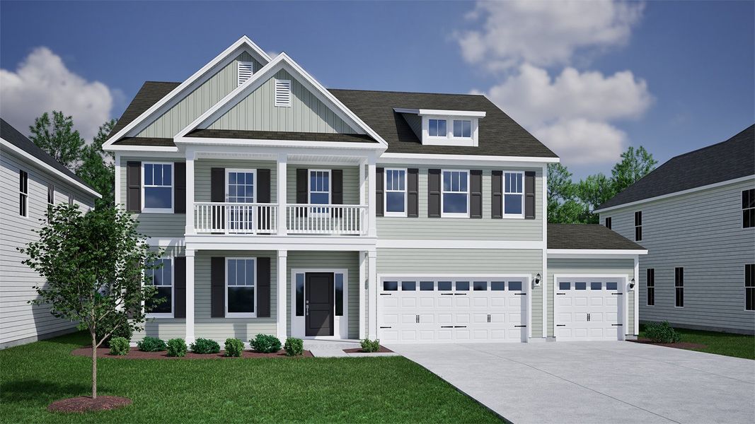 Representative exterior photo of a completed home built from the Yates II - Vanguard Collection by Mungo Homes in Ridgecrest at Midway, Anderson, SC (Image 17).