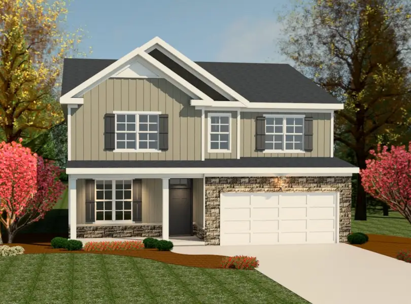 Front exterior of a new home in Forrest Bluff, North Augusta, SC, highlighting curb appeal (Image 1).