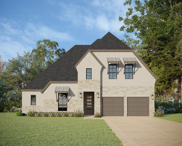 Plan 1632 Elevation H with Stone