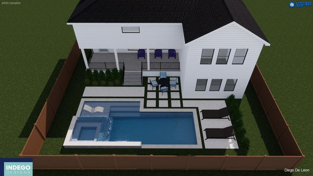 Pool renderings, backyard has plenty of space for a pool
