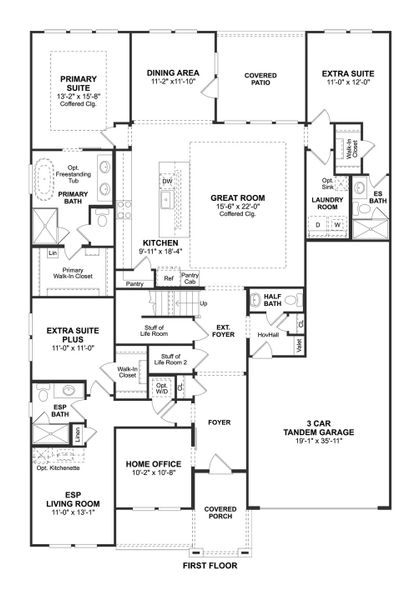 2D floor plan layout for the Versailles ESP by K. Hovnanian® Homes in North Sky, Celina, TX (Image 4). 2D floor plan layout for the Versailles ESP by K. Hovnanian® Homes in North Sky, Celina, TX (Image 4).