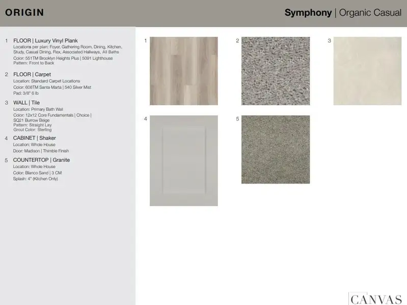 Design Selections. Home is under construction, selections subject to change