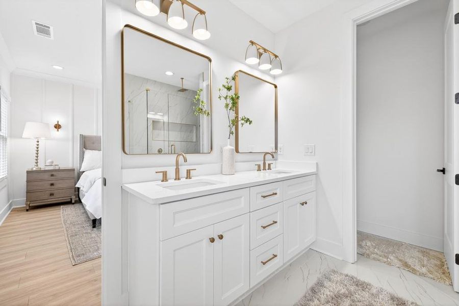 Furnished interior view inside a new home in Skyview On Broad, Sugar Hill (Image 17). Furnished interior view inside a new home in Skyview On Broad, Sugar Hill (Image 17).