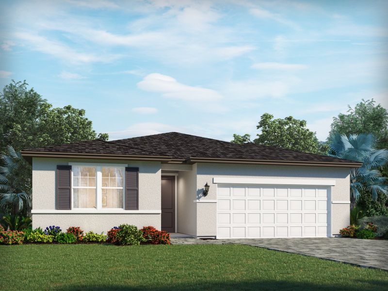 Representative exterior photo of a completed home built from the Modena by Meritage Homes in Ridgehaven - Signature Series, Ormond Beach, FL (Image 2).