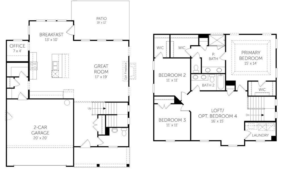 2D floor plan layout for the Nolan - Single Family Homes by Dream Finders Homes in Tidewater at Lakes of Cane Bay, Summerville, SC (Image 4).
