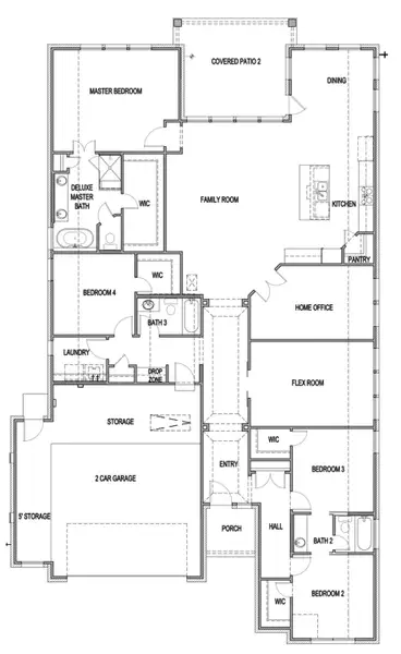 2D floor plan layout of this home in The Crossvine, Schertz, TX (Image 2). 2D floor plan layout of this home in The Crossvine, Schertz, TX (Image 2).