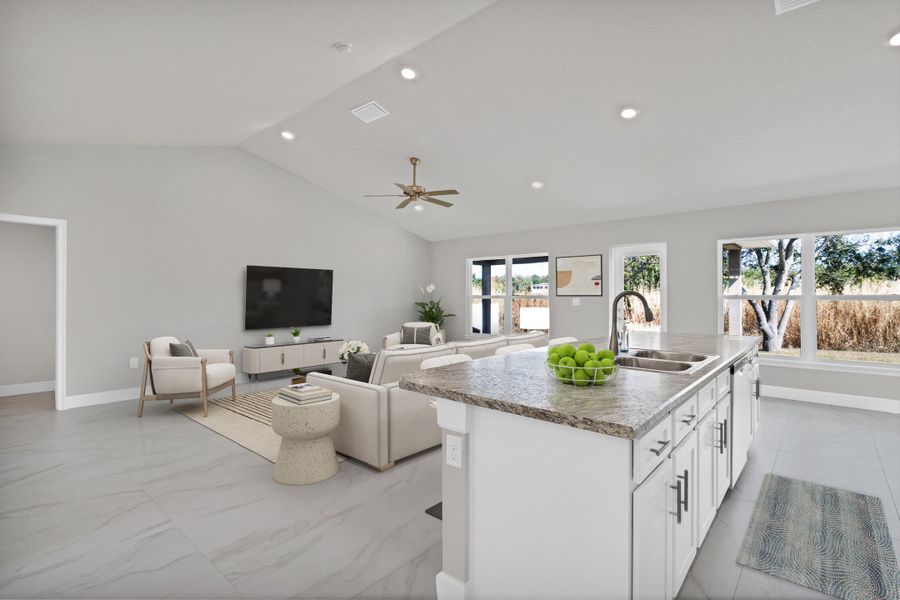 Virtually staged picture of living room