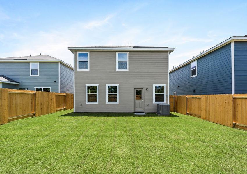 The back yard of the Juniper is fully fenced-in.