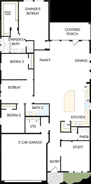 2D floor plan layout of this home in Escondido - Retreat Collection, Magnolia, TX (Image 2). 2D floor plan layout of this home in Escondido - Retreat Collection, Magnolia, TX (Image 2).
