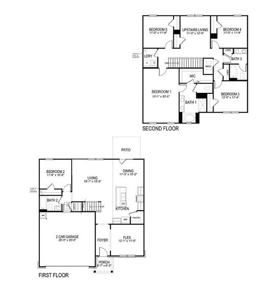 2D floor plan layout for the Hayden by D.R. Horton in Sheffield Highlands, Dallas, GA (Image 3).