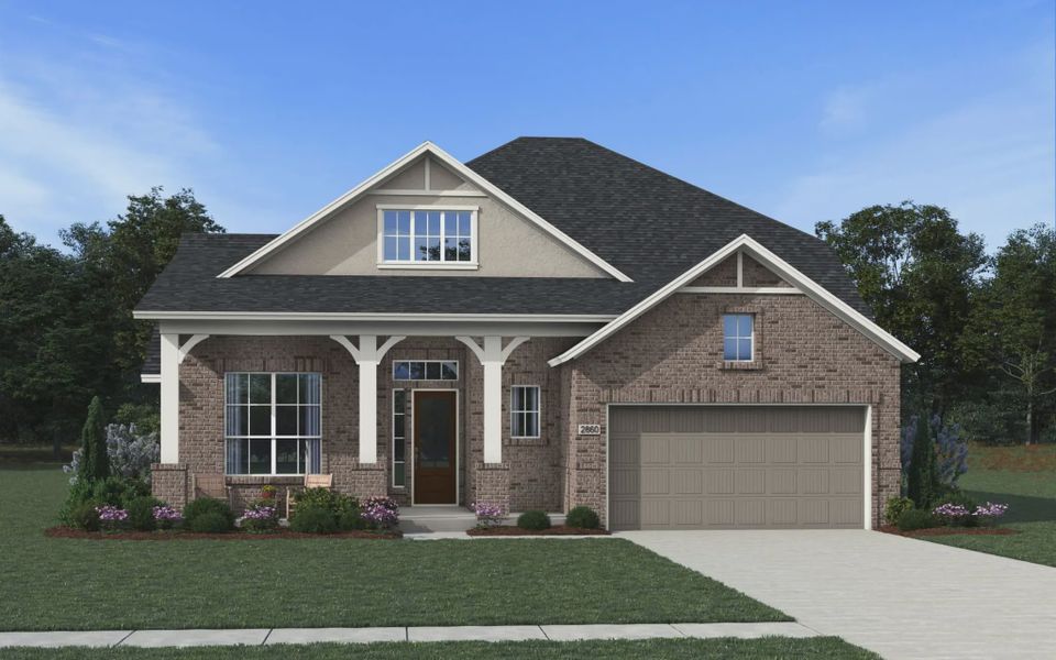 Representative exterior photo of a completed home built from the Bloomington by Chesmar Homes in Audubon, Magnolia, TX (Image 4). Representative exterior photo of a completed home built from the Bloomington by Chesmar Homes in Audubon, Magnolia, TX (Image 4).