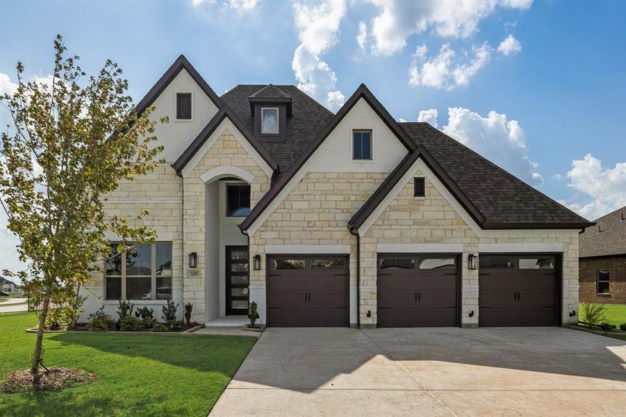 Front exterior of a new home in Heath Golf and Yacht, Heath, TX, highlighting curb appeal (Image 25).