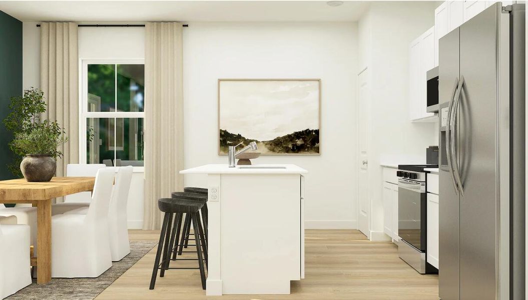 Furnished interior view inside a new home in Lindera Preserve at Cane Bay Plantation: Sabal Collection, Summerville (Image 9). Furnished interior view inside a new home in Lindera Preserve at Cane Bay Plantation: Sabal Collection, Summerville (Image 9).