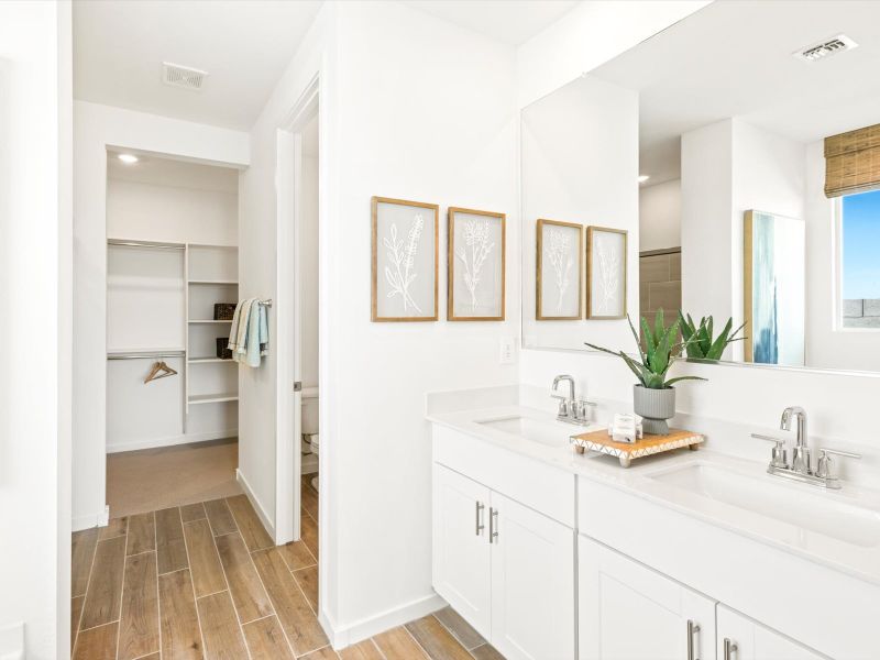 Arlo primary bathroom modeled at Abel Ranch