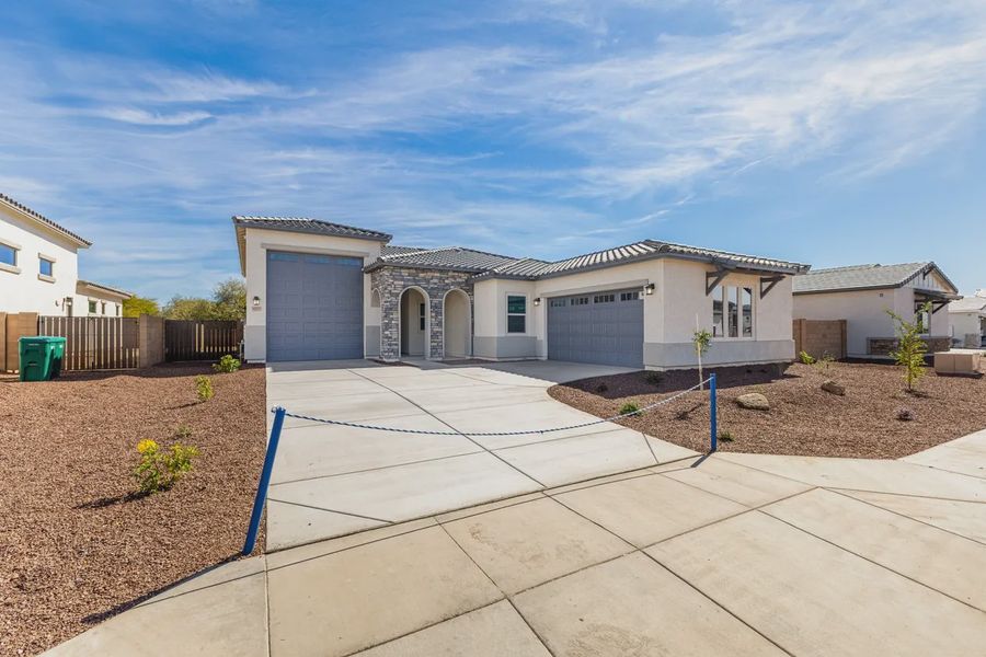 Exterior details and patio area of a home in Valencia at Granite Vista, Waddell (Image 22).