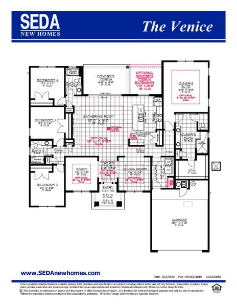 2D floor plan layout for the Venice by SEDA New Homes in Edwards Creek Estates, Jacksonville, FL (Image 3). 2D floor plan layout for the Venice by SEDA New Homes in Edwards Creek Estates, Jacksonville, FL (Image 3).