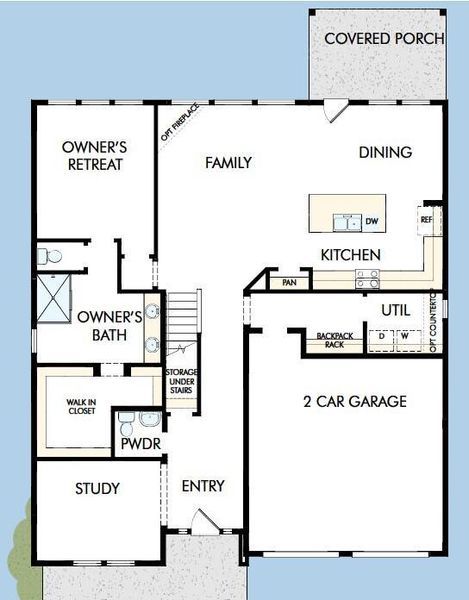 2D floor plan layout of this home in Nexton - Midtown - The Village Collection, Summerville, SC (Image 3).