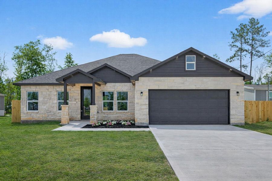 Beautiful single-story modern farmhouse with inviting curb appeal, extended driveway, and spacious lot.