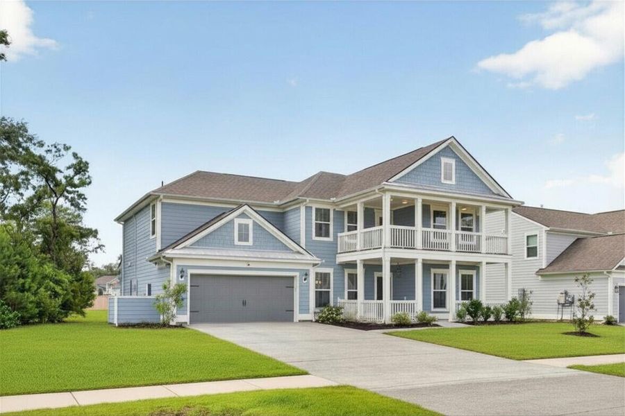 Front exterior of a new home in , Johns Island, SC, highlighting curb appeal (Image 1). Front exterior of a new home in , Johns Island, SC, highlighting curb appeal (Image 1).