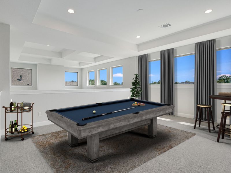 Representative furnished interior of a home built from the Topaz II by Giddens Homes in Riverstone, Georgetown (Image 60).