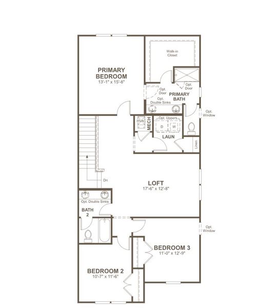 2D floor plan layout of this home in Seasons at Asher's Landing, Jacksonville, FL (Image 6).