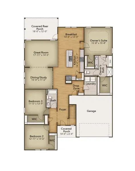 2D floor plan layout for the The Seashore by Chesapeake Homes in Coastal Club of the Carolinas, Calabash, NC (Image 4).