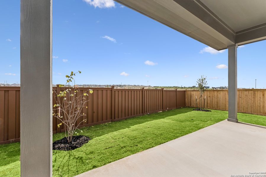 Exterior details and patio area of a home in Mayfair - Select Classic Series, New Braunfels (Image 3).