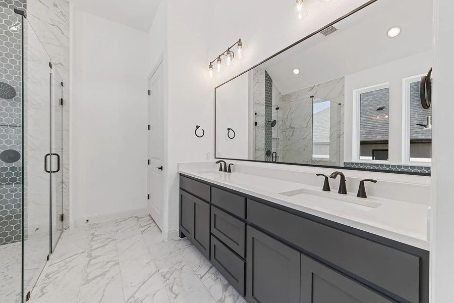 Furnished interior view inside a new home in Wolf Ranch West Bend - 60', Georgetown (Image 5). Furnished interior view inside a new home in Wolf Ranch West Bend - 60', Georgetown (Image 5).