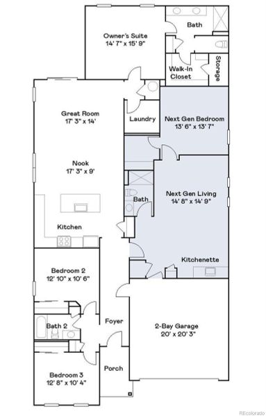 2D floor plan layout of this home in Percheron: The Camden Collection, Colorado Springs, CO (Image 3).