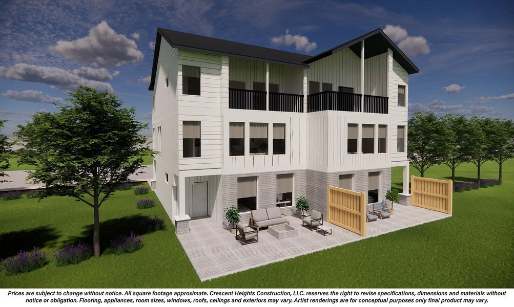Architectural rendering of home exteriors planned for Crescent Heights Luxury Townhomes in Garland, TX (Image 3).