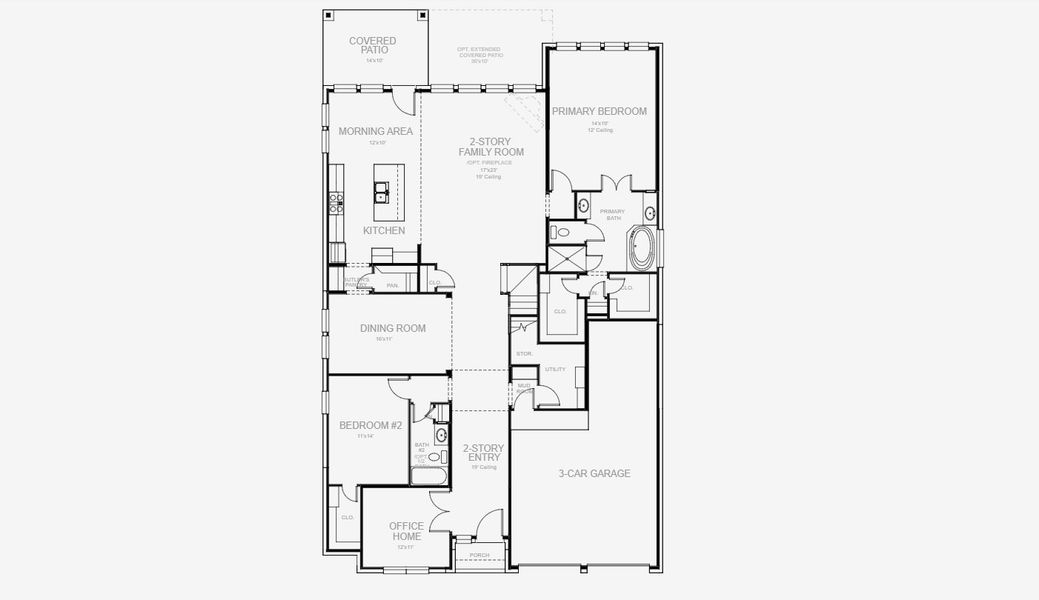 2D floor plan layout for the 3095W by Perry Homes in Devonshire 55', Forney, TX (Image 3). 2D floor plan layout for the 3095W by Perry Homes in Devonshire 55', Forney, TX (Image 3).