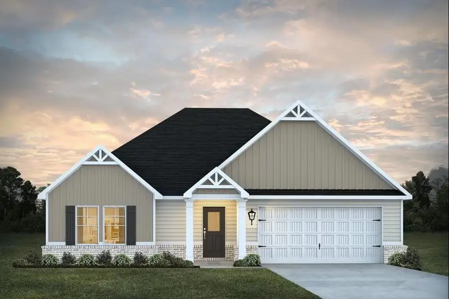 Front exterior of a new home in Jones Crossing, Hogansville, GA, highlighting curb appeal (Image 1). Front exterior of a new home in Jones Crossing, Hogansville, GA, highlighting curb appeal (Image 1).