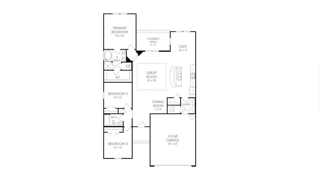2D floor plan layout for the Camden - 50' Homesites by Dream Finders Homes in Amberly, Green Cove Springs, FL (Image 3).