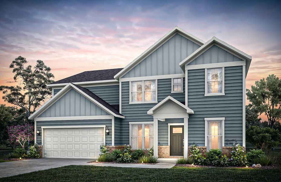 Front exterior of a new home in Hamilton Place, Cartersville, GA, highlighting curb appeal (Image 23).