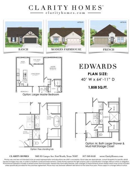 2D floor plan layout for the Edwards by Clarity Homes in The Lakes At Park Of Aledo, Aledo, TX (Image 1). 2D floor plan layout for the Edwards by Clarity Homes in The Lakes At Park Of Aledo, Aledo, TX (Image 1).