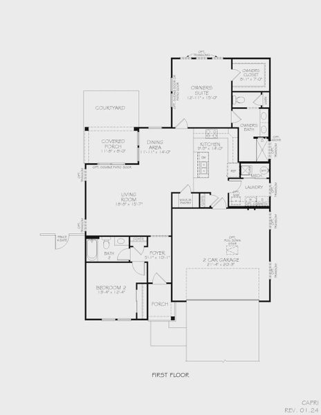 2D floor plan layout for the Capri by Epcon Communities in The Courtyards at Oak Grove, Durham, NC (Image 36).