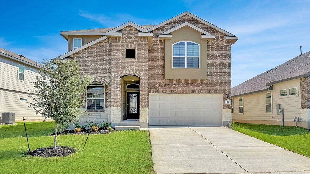 Exterior details and patio area of a home in Riverstone at Westpointe, San Antonio (Image 1). Exterior details and patio area of a home in Riverstone at Westpointe, San Antonio (Image 1).