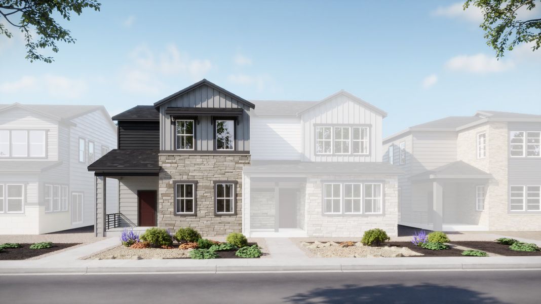 Representative exterior photo of a completed home built from the 2501 by Risewell Homes in Harvest Crossing, Aurora, CO (Image 3).