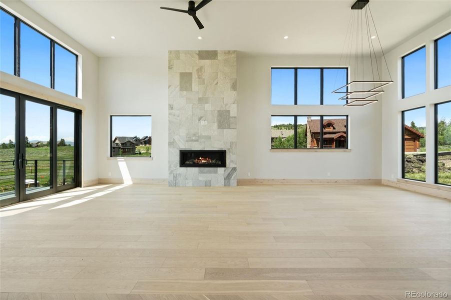 Gorgeous floor to ceiling fireplace
