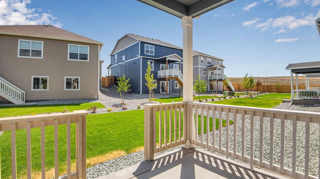 Exterior details and patio area of a home in Trails at Crowfoot, Parker (Image 24).