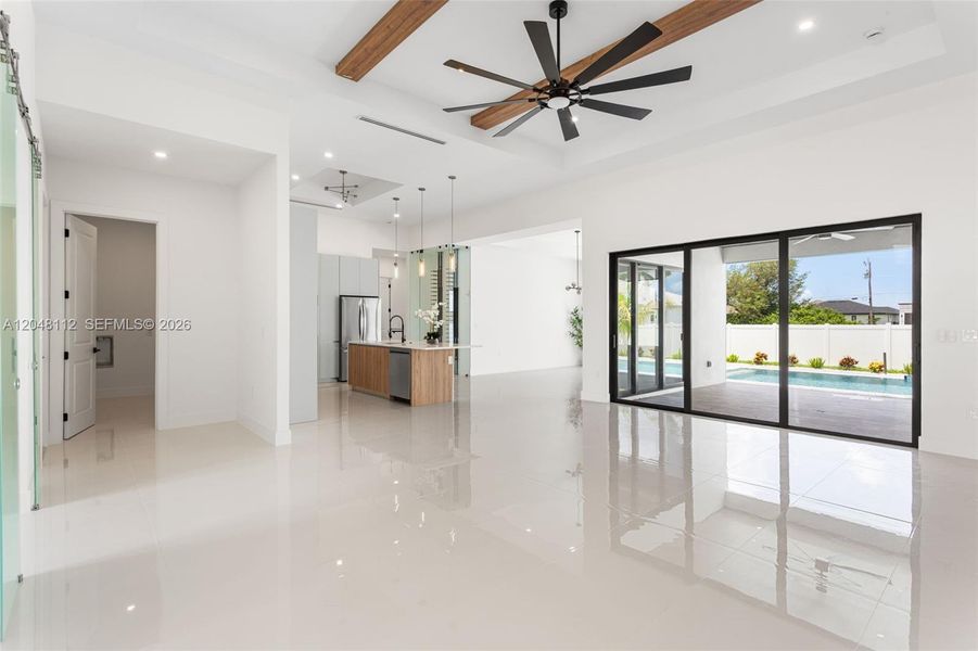 The ENTIRE HOME features SPANISH PORCELAIN TILE, enhancing its CLEAN LINES and TIMELESS STYLE