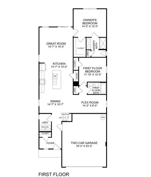 2D floor plan layout for the Fairview by Ryan Homes in Oakwood Trace, Union City, GA (Image 3).
