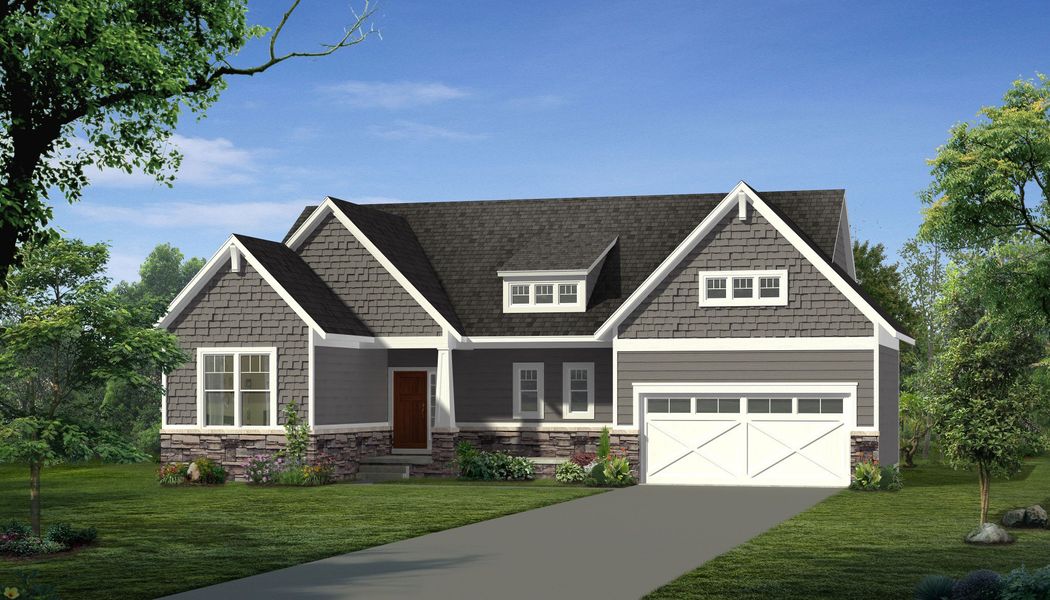 Representative exterior photo of a completed home built from the The Boulder by Norfolk Homes in Valleys, Jackson, MI (Image 1). Representative exterior photo of a completed home built from the The Boulder by Norfolk Homes in Valleys, Jackson, MI (Image 1).